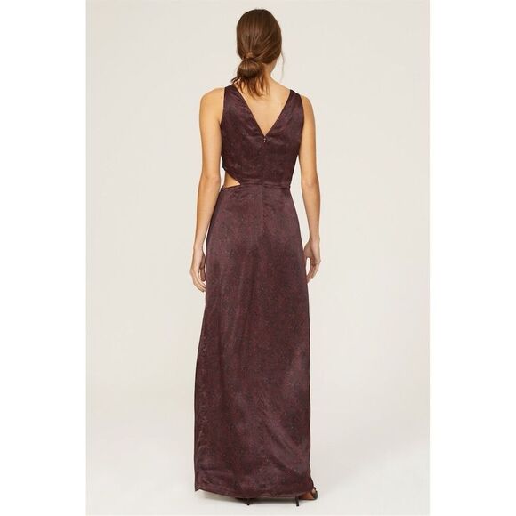 NICHOLAS Silvina Wrap Gown Size 4 Purple Snakeskin Satin Silk Formal Dress - Picture 4 of 11